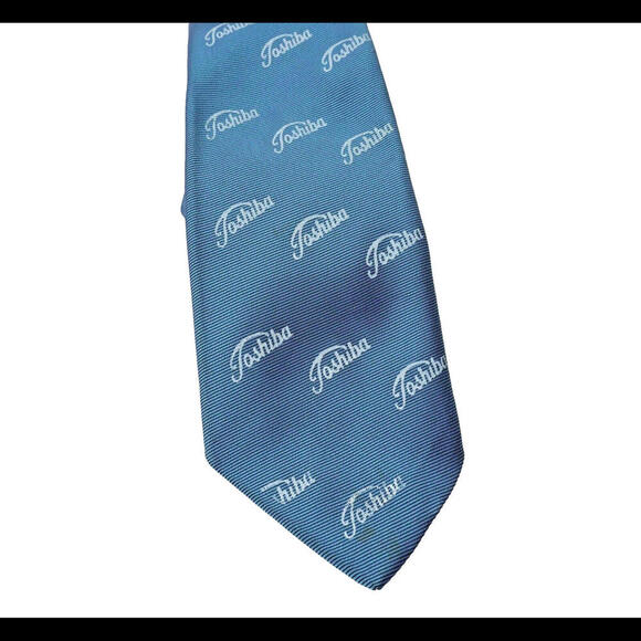 VTG Toshiba Blue Wide Tie Retro Vintage Computer‎ Electronics Company Japan Gift - Picture 1 of 7
